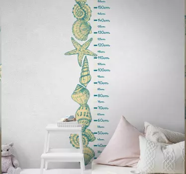 Hand draw seashells and starfish  height chart sticker - TenStickers