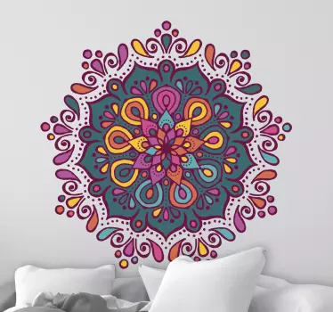 Hand-painted dotted mandala floral wall decal - TenStickers