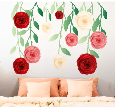 Hanging roses flower wall decal - TenStickers
