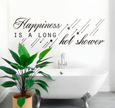 Happiness is a long shower home text wall sticker - TenStickers