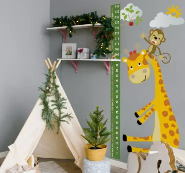 happy animals chart height chart sticker - TenStickers