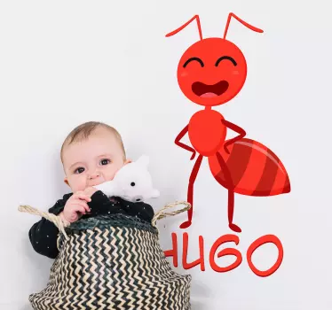 Happy ant character wall sticker - TenStickers