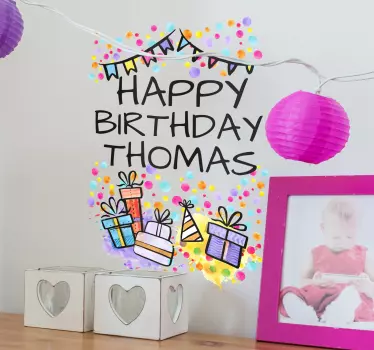 Personalised Happy Birthday Party Wall Sticker - TenStickers