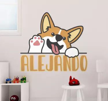 Happy corgi face wall sticker - TenStickers