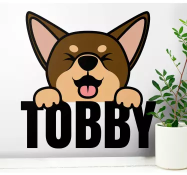 Happy dog face wall sticker - TenStickers