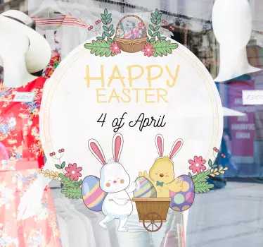 Happy Easter with date window decal - TenStickers