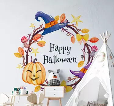 Happy Halloween frame halloween wall sticker - TenStickers