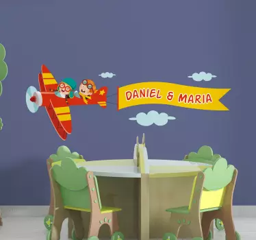 Happy kid flying name illustration wall art - TenStickers