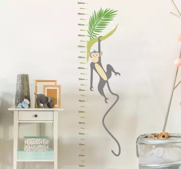 Happy monkey height chart sticker - TenStickers