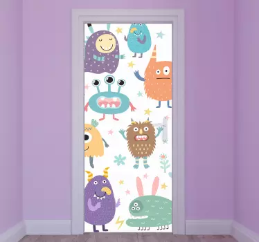 Happy monster glass door decal - TenStickers