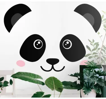 Happy panda face illustration wall art - TenStickers