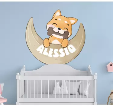 Happy puppy holding bone wall stickers for kid - TenStickers