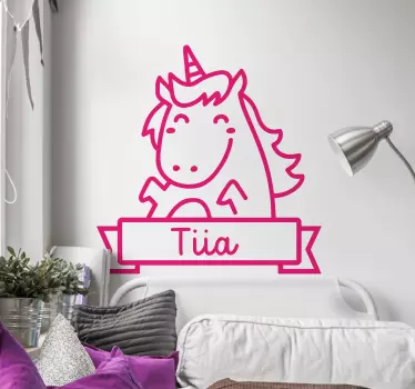 Unicorn with  Custom name Sticker - TenStickers