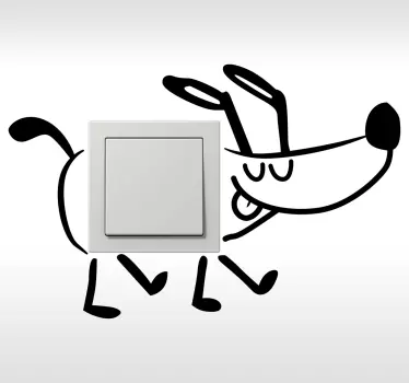 Happy walking dog light switch sticker - TenStickers