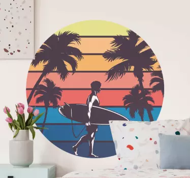 Hawaii surfing retro wall stickers - TenStickers