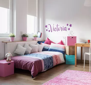 Header Name and Stars headboard decal - TenStickers