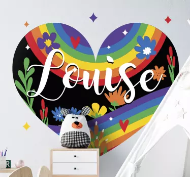 Heart floral personalisation wall stickers for kid - TenStickers