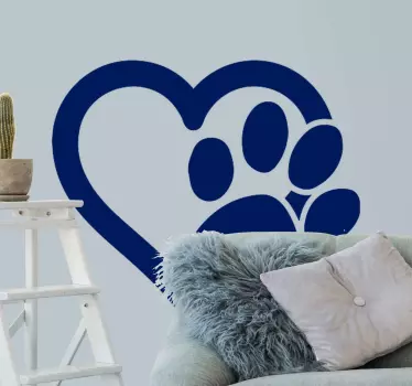 Heart with paw pet decals - TenStickers