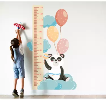 Height chart wall sticker playful panda growth - TenStickers