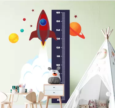 Height chart wall sticker rocket growth scale - TenStickers