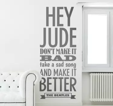 Hey Jude Wall Sticker - TenStickers