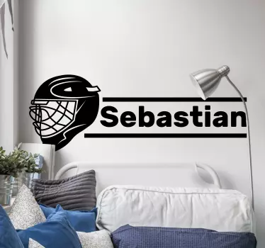 Hockey helmet with Name wall decal - TenStickers