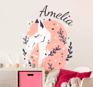 horse with personalized name farm animal sticker - TenStickers