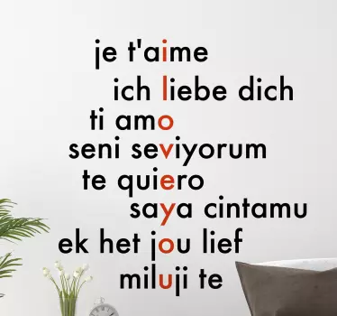 I love you in different languages love wall sticker - TenStickers