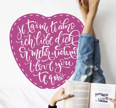I love you language heart love wall sticker - TenStickers