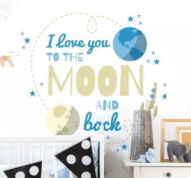 I LOVE YOU TO MOON wall stickers for kid - TenStickers