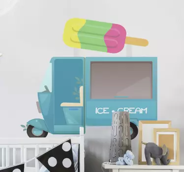 Ice cream truck  illustration wall art decal - TenStickers