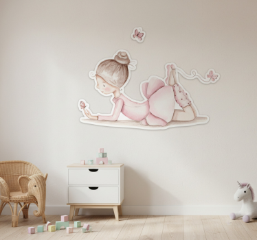 Illustration sticker ballerina with butterflies - TenStickers