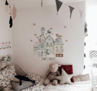 Illustration sticker flemish houses with name - TenStickers