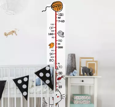 Infant cat meters height chart decal - TenStickers
