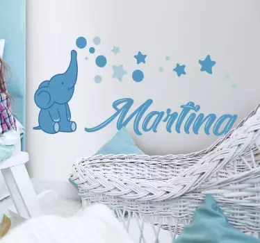 Infant elephant illustration wall art - TenStickers