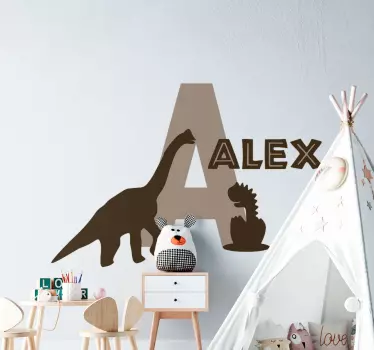 Initial with Dinosaurs dragon wall sticker - TenStickers