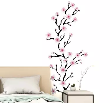 japanese cherry blossom flower wall decal - TenStickers