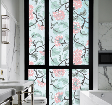 Japanese flowers window film  decal - TenStickers