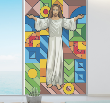Jesus Stained glass window film window decal - TenStickers