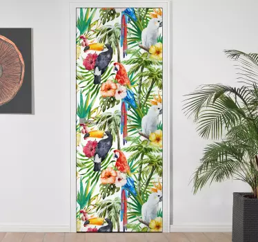 Jungle flora glass door sticker - TenStickers