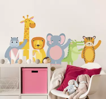 Jungle puppies illustration wall art decal - TenStickers