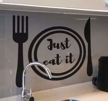 just eat it kitchen utensils kitchen stickers - TenStickers