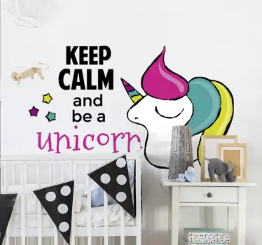 Keep calm be a unicorn illustration wall art - TenStickers