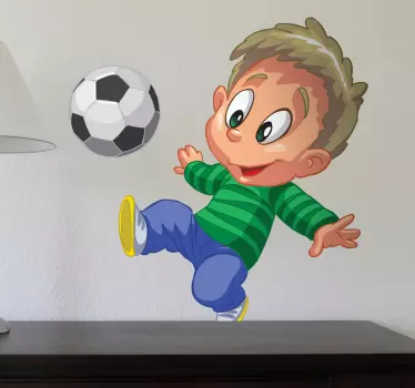 Kid Playing Football Sticker - TenStickers