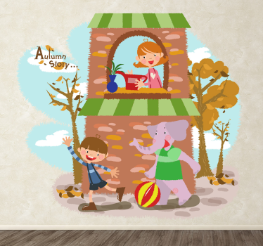 Kids Autumn Cartoon Wall Sticker - TenStickers