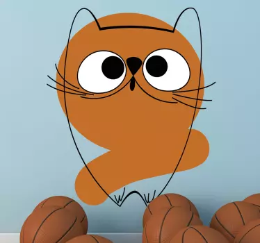 Kids Brown Cat Stroke Wall Sticker - TenStickers