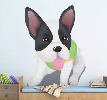 Kids Grey and White Puppy Wall Sticker - TenStickers