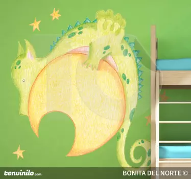 Kids Moon Dragon Wall Sticker - TenStickers