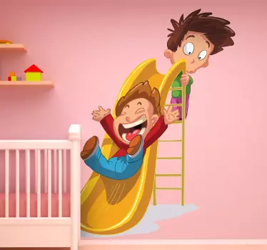 Kids on Slide Sticker - TenStickers