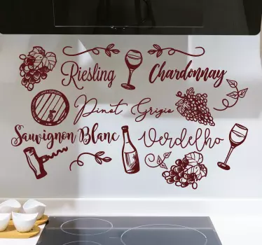kinds of wine drink wall sticker - TenStickers